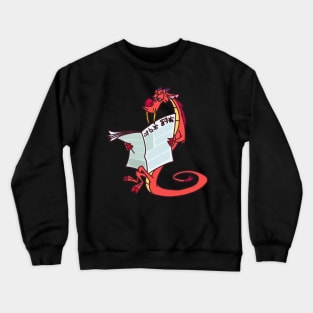 Mulan Mushu with Newspaper Crewneck Sweatshirt